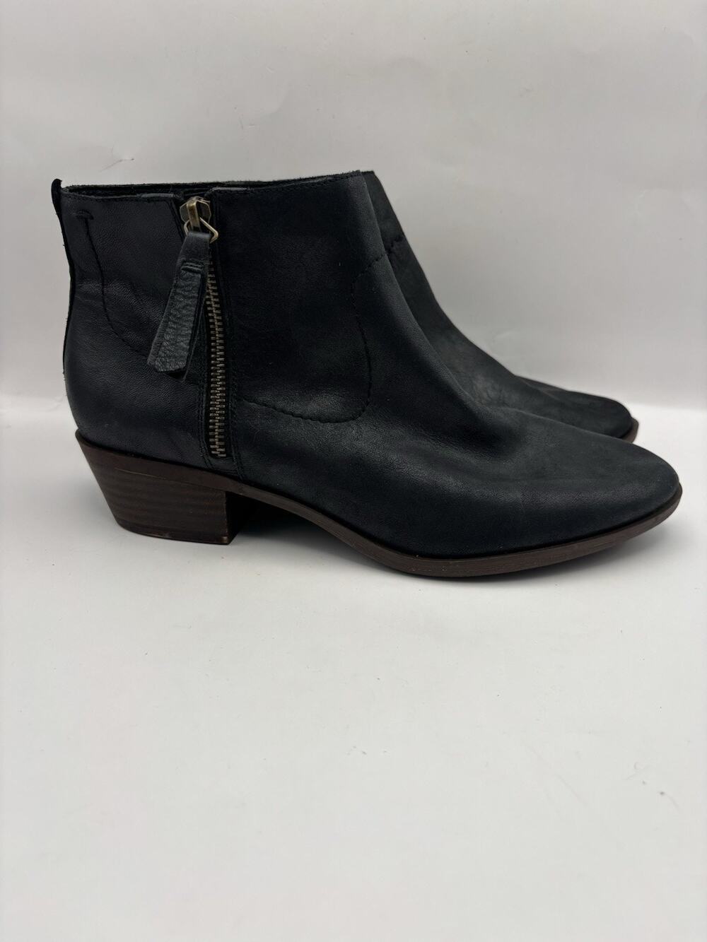 Lucky Brand Blandre Black Leather Booties Women Size 8.5